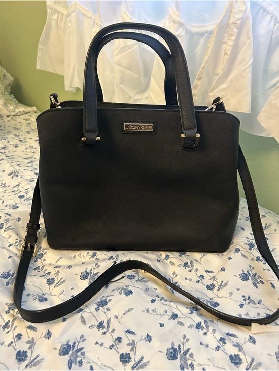 Calvin Klein Handbags - Calvin Klein Black Structured Saffiano Satchel with Crossbody Strap